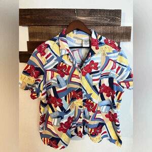 Erika II Vintage women’s button down tropical size 3x Hawaiian shirt multicolor